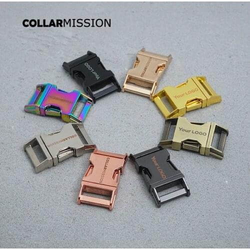 100pcs/lot Engraved metal high quality side release buckle for DIY dog collars parts retailing 20mm webbing 8 colors