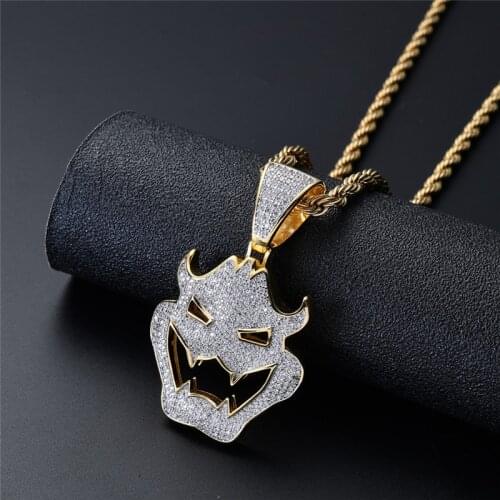 Mens Necklaces Vampire Mask Pendant Necklace With Chain New Arrival Cubic Zircon Necklace Fashion Hip Hop Jewelry