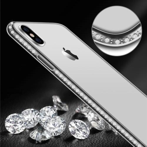 Clear Glitter Rhinestone Soft Case For iPhone XS MAX XR X 8 7 6S 6 Plus 5 5S SE Cover Bling Diamond Transparent TPU Phone Cases