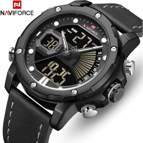 NAVIFORCE Luxury Brand Men’s Military Sports Watch Men Analog Digital Quartz Wristwatch Waterproof Dual Display LED Male Clock