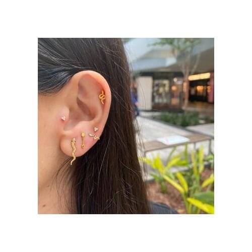 2021 New arrived minimal delicate women gold color cz single small fashion snake shape 1piece ear cuff earring jewelry wholesale