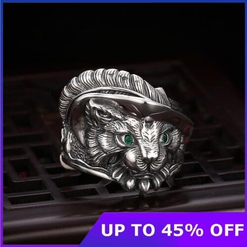 New Real 100% 925 Sterling silver men and women ring domineering retro cute owl personality love fearless Valentines day Gifts