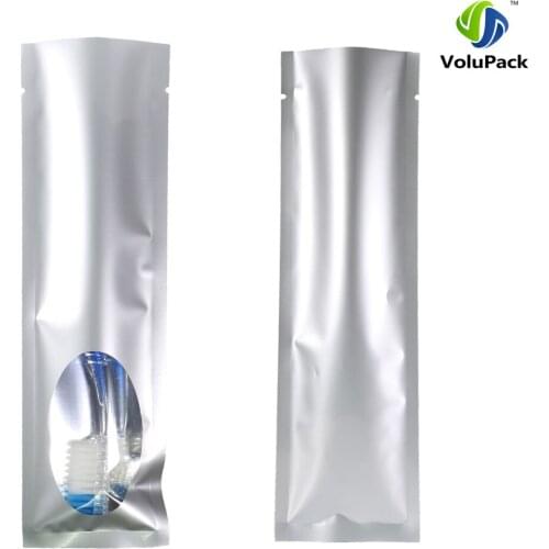 New Product 6x20cm(2.25x7.75in) 100pcs Glossy Silver Metallic Mylar Plastic Display Flat Storage Bag Heat Sealing Open Top Bags