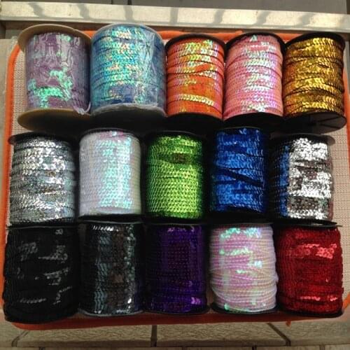 1roll loose diameter round flat sequins 100 yads 6mm Paillettes sewing on trims for crafts cloth accessory Jewelry Decorative