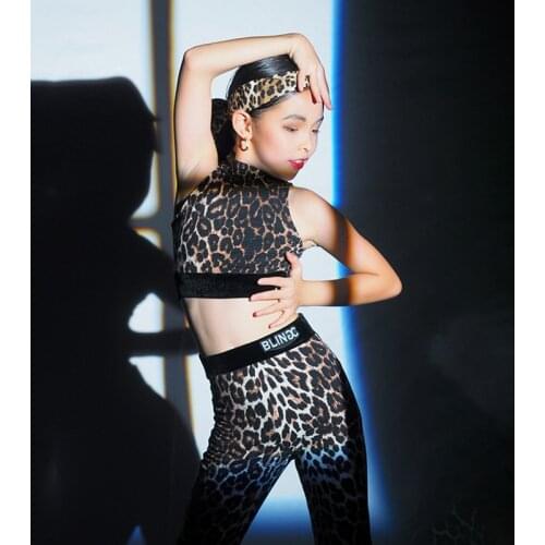 Leopard Latina Dance Clothes For Girls Stage Costume Latin Crop Tops Ballroom Practice Wear Tap Dance Wear Salsa Clothing JL1674