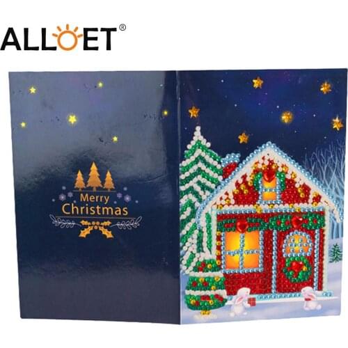 DIY Special-shaped Drill Diamond Painting 3D Greeting Card Mosaic Santa Claus Christmas Bless Postcards Cross Stitch Decoration