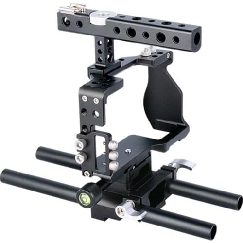 Aluminium Alloy DSLR Camera Video Cage Kit Stabilizer+Top Handle Grip + Rod Rail for Sony A6000 A6300 A6500 A6400 DSLR Camera