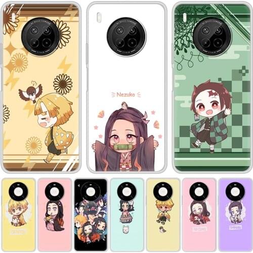 Kawaii Demon Slayer Silicone Phone Case For Housing Huawei Y6 Y7 Y9 2019 Y8p Y6p Y8s Y9a Mate 20 Lite 10 Pro 40 RS Fundas Cover