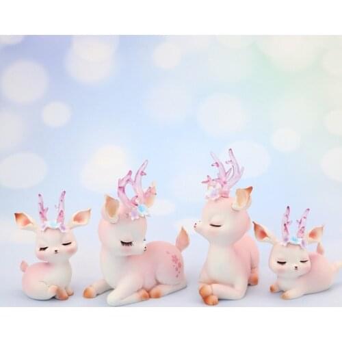 Cute New Fawn Model Resin Figurines Cartoon Deer Toy Kawaii Wedding Decorative Accessories Party Desktop TV Household Decoration