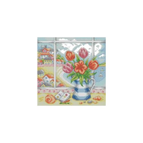 Vase on the windowsill-2 Needlework,For Embroidery,DIY 14CT Unprinted Arts Cross stitch kits Set Cross-Stitching Home Decor