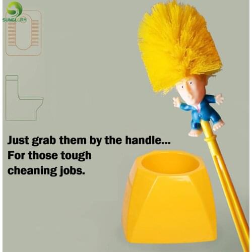Funny Toilet Supplies Bathroom Cleaning Tools WC Borstel Donald Trump Toilet Brush Base Home Hotel Bathroom Cleaning Accessories