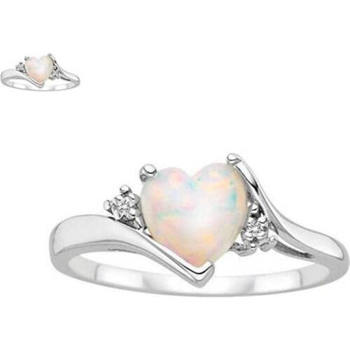 Heart 2Ct Fire Opal Ring Women Wedding Engagement Jewelry Size 5-10 Party Band Birthday Gift