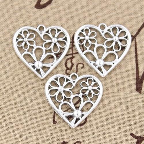 10pcs Charms Heart Flower 29x29mm Handmade Pendant Making fit,Vintage TibetanBronze,DIY For Bracelet Necklace