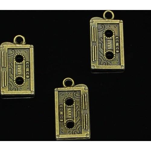 14pcs Antique Style Bronze Color retro 80s cassette tape Pendants Findings Charms 23*12mm