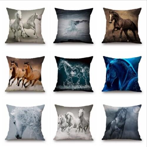 18in*18in Horse Colorful Running Horse linen cotton pillow covers sofa square cushion cover decorative pillow case
