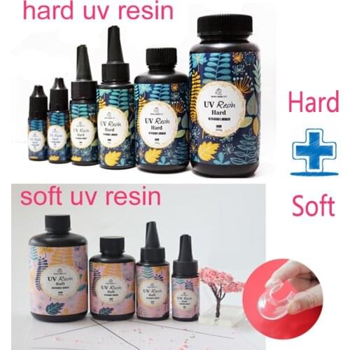 2pcs/set Hard UV Resin with Soft UV-Glue Ultraviolet Curing Solar Cure Resin Gel Quick Drying for DIY Jewelry Making Phone Cases