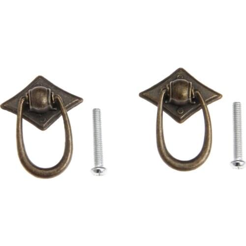 2Pcs Antique Bronze Vintage Ring Handle Knob Furniture Door Pull Handle European Zinc Alloy Cabinet Dresser Drawer Knobs 30*40mm