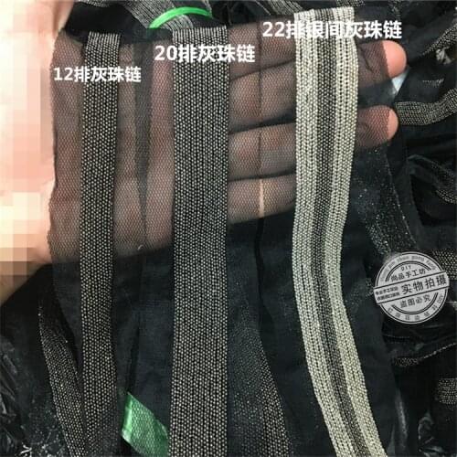 2Yards Beaded Chain Silver Fringe Trimming Lace Ribbon Scrapbooking Applique Embellishment Sewing Renda Wedding Dress Black Mesh