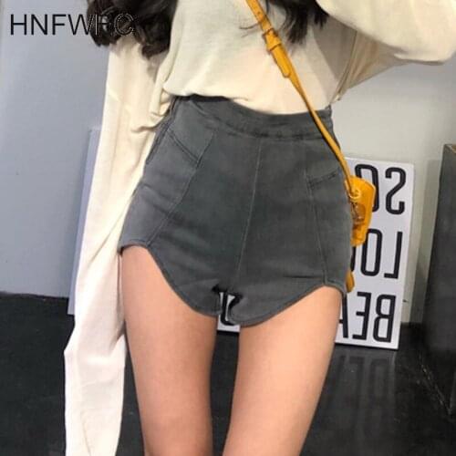 2020 New spring and summer fashion high waist slim elastic denim shorts female Zippers denim short pants V526