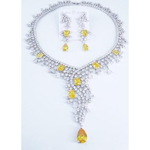 2021 new fashion red crystal water drop CZ zircon wedding bride banquet formal dress necklace earring jewelry set free shipping