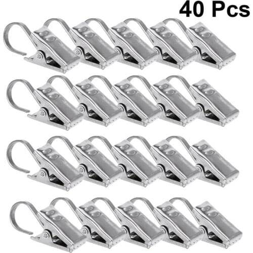 40pcs Curtain Hooks Window Shower Curtain Clips Hook Curtain Clamps Home Bathroom Accessories