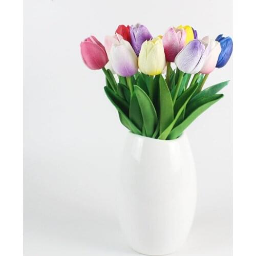 5 PCS Multicolor PU Plastic Tulip Artificial Flowers High Quality Fake Flower Silk Flower for Wedding Home Decoration Flower