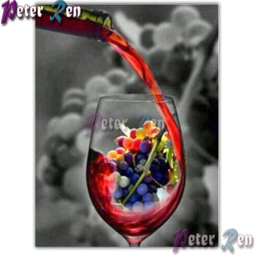 5d Diamond of rhinestones Embroidery A glass of red wine DIY Square/round Mosaic full Cross Stitch Living room picture