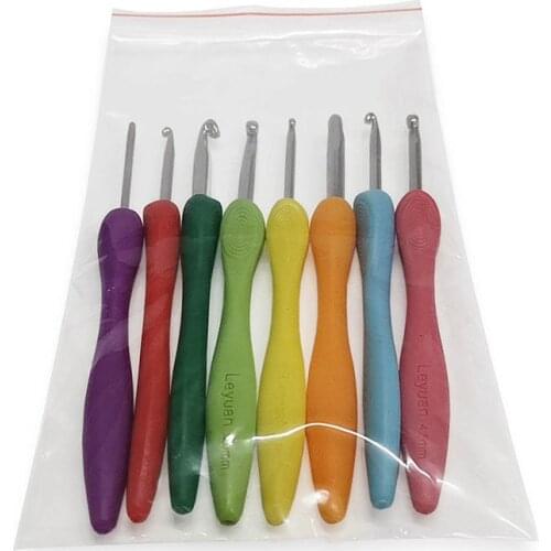 8pcs/set Crochet Hook 2.5-6.0mm Aluminum Crochet Hooks With Colorful Soft Rubber Grip Cushioned Handles Knitting Needles