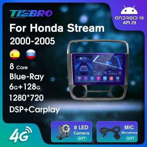 2DIN Android10 Car Radio For Honda Stream 2000-2005 Blu-ray IPS Car Receiver GPS Navigation Auto Radio Bluetooth Player Carplay