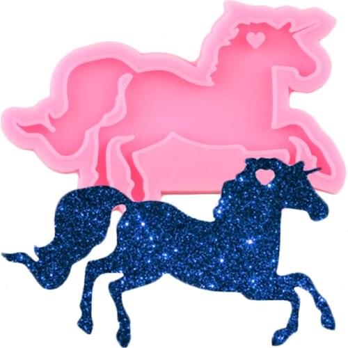 Shiny Horse Unicorn Silicone Molds DIY Truck Key Ring Horse Epoxy Resin Mold Craft Keychain Pendant Clay Moulds