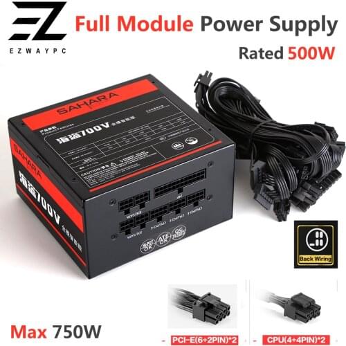 Full Module ATX PC Power Supply Server PSU Rated Real 500W Source Max 750W 24PIN Gaming Desktop Computer Supply Mining PC Source