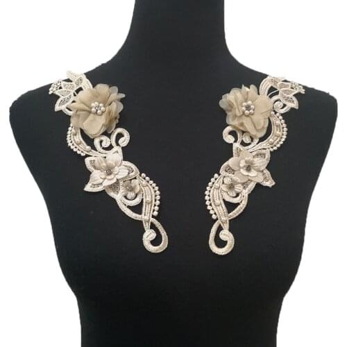 Black and white decorative pearl rhinestone applique embroidery 3D three-dimensional flowers DIY clothing supplies materials