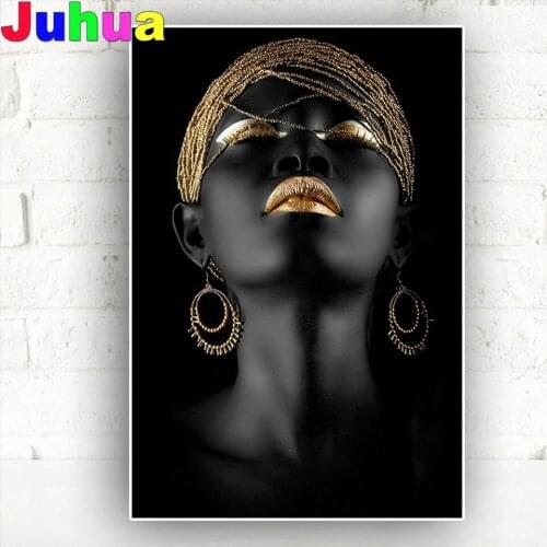 Contemplator Black African Nude Woman Diamond Painting Round Drill Painting Scandinavian Wall Art Picture for living room