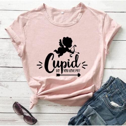 Cupid Do You Love Me Cute Cupid Valentines Day T-Shirt New Arrival Womens Funny Casual 100%Cotton Valentines Day Gift T-Shirt
