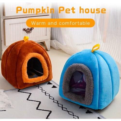 Pet Dog Bed House Hamster Nest Sleeping Beds for Puppy Warm Winter Neat Pumpkin Shape Teddy Kitten Cage Bag Mouse Pet Supplies