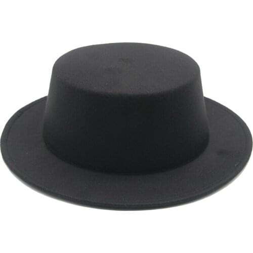 Fedora hats men caps solid white black khaki flat top women hats formal dress wedding outdoor casual panamas gentlemen felt hats