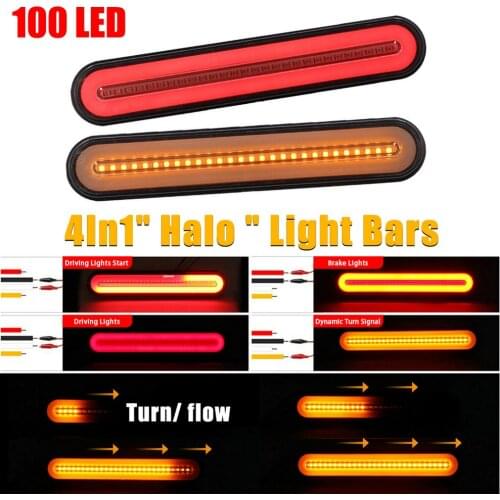 Intelligent upgrade LED car trailer light bar tail brake flow turn signal light four modes trailer light rear side light