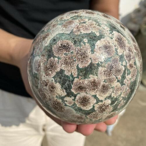 Beautiful natural green cherry blossom crystal ball natural crystal reiki healing ball 55-60mm