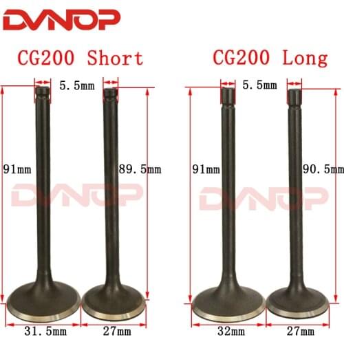 Motorcycle Engine Valve Intake Exhaust Stem Valve for ZONGSHEN LIFAN LONGXIN CG200 CG 200 Go Cart Dirt Bike ATV Buggy