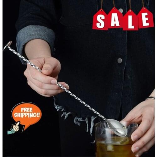 Cocktail Spoon Bar Spoon Stainless Steel Mixing Spiral Pattern Bar accessories Spoon Bar Tool Bartender Tools Stirring Rod