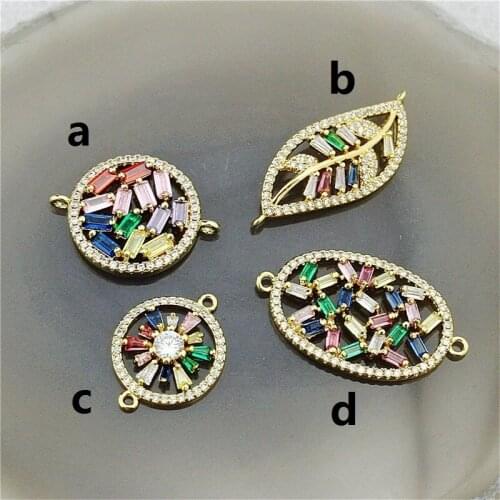 11-25mm 10pcs/lot Beautiful rainbow zircon connector,fashion cubic zircon charm jewelry,womens bracelet accessories wholesale