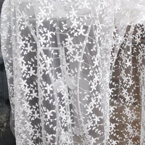 1 Yard Lace Fabric Ivory Tulle Cotton Small Floral Embroidery Lace Fabric Diy Curtains Clothes Bridal Wedding Dress Accessories