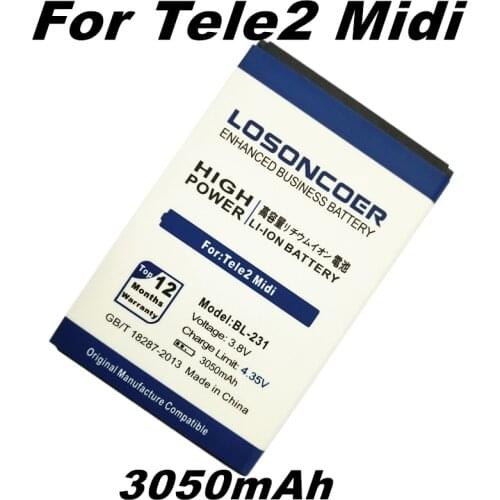 LOSONCOER 3050mAh BL-231 Battery For Tele2 Midi Battery+Quick Arrive