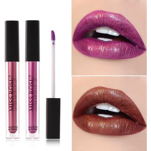 Metallic Shimmer Lip Gloss Slim Tube Fog Surface Matte Glossy Liquid Lipstick Private Label Long Lasting Waterproof Lip Cosmetic