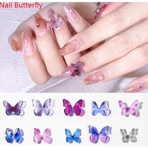 Butterfly Nail Sticker Handmade Resin Three-Dimensional Mini Nail Art Rhinestone Ornaments Accessories nail decoration decals