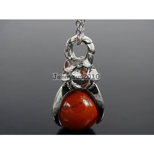 Natural Red Jas-per Gems Stone Round Ball Eagle Claw Falcon Talons Pendant Charm Beads Jewelry Design 10Pcs/Pack