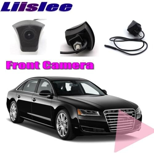 LiisLee Car Front Camera For Audi A8 D4 2010-2017 11 12 LOGO Blind Spot Area Front CAM DIY Manually Control Channel Front Camera