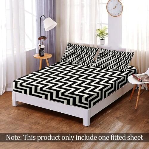 3D Print Modern Wave Pattern Fitted Sheet Custom Fashion Elastic Band Bed Sheet Bedroom Flats Home Decor Queen King Adult