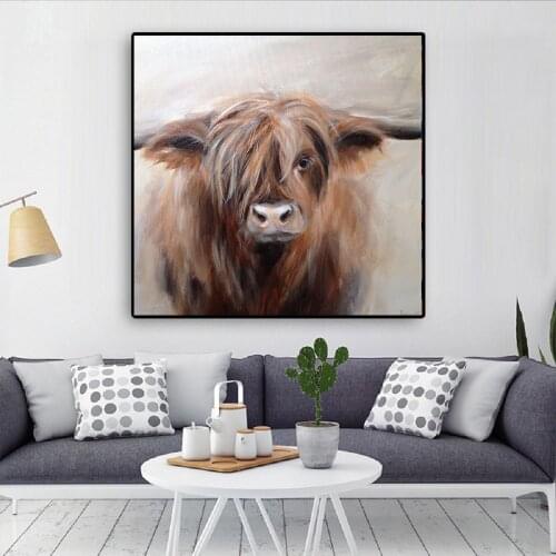 Scottish Highland Catt Cow Yak Animal Poster Wall Art Canvas Paintings Prints Pictures on Canvas for Living Room Home Decorative