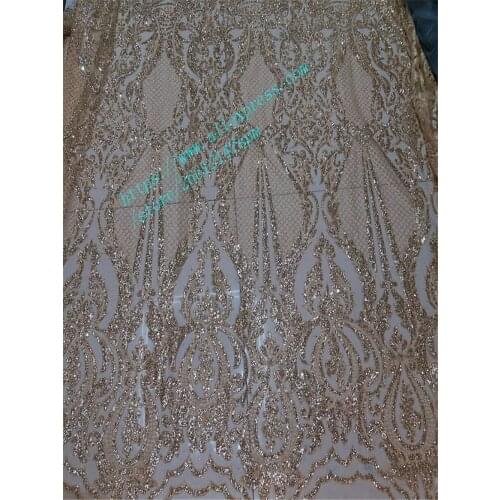 Popular pattern African shining glitter sequins glued on embroidery African French net tulle mesh fabric for wedding party dress